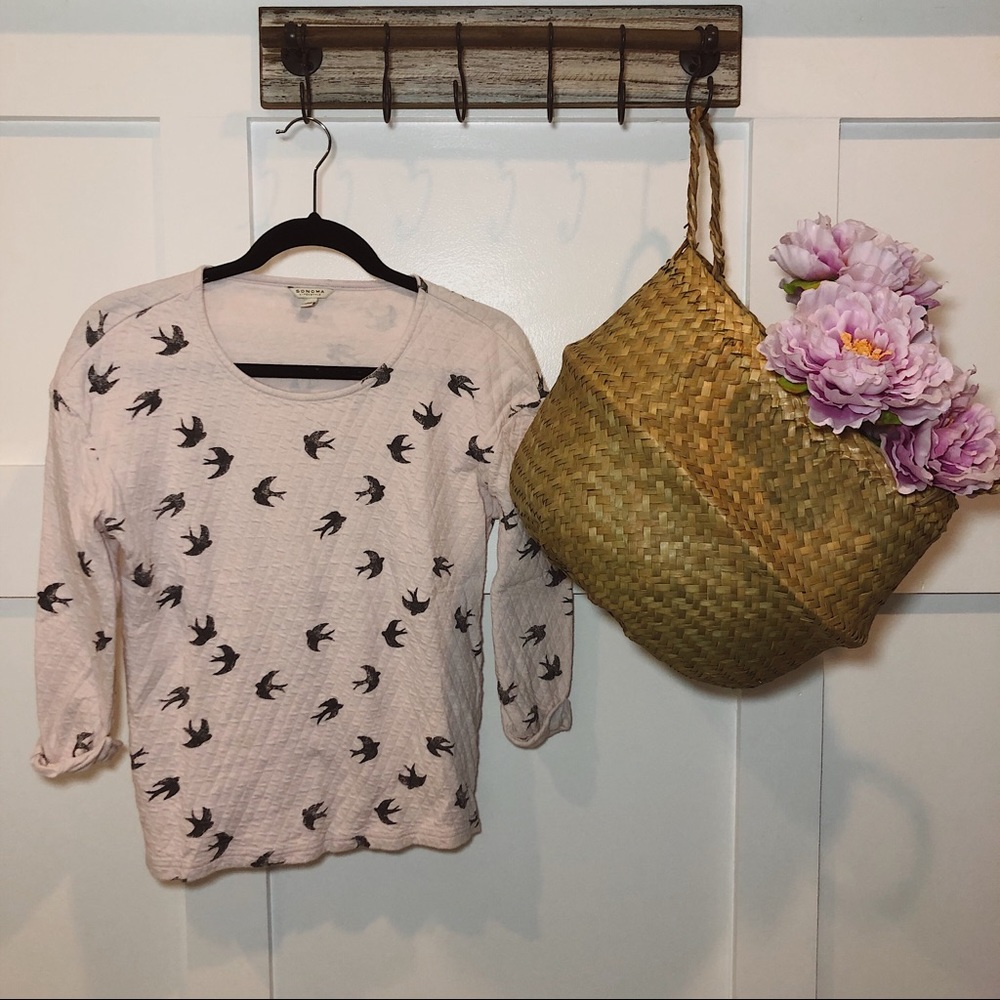 Sonoma Lifestyle Light Pink Quilted Bird Top
